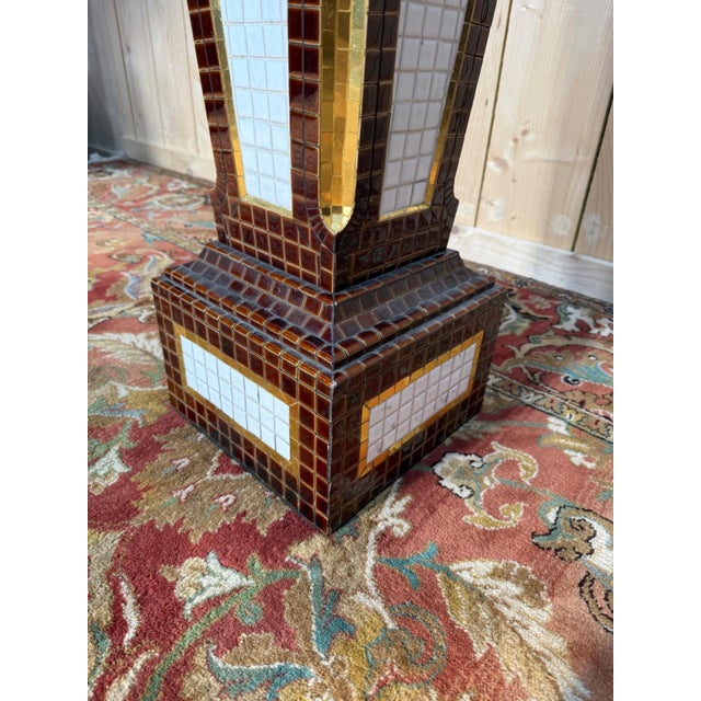 Art Deco Pedestal in Mosaic Glazed Earthenware, 1920s For Sale - Image 6 of 7