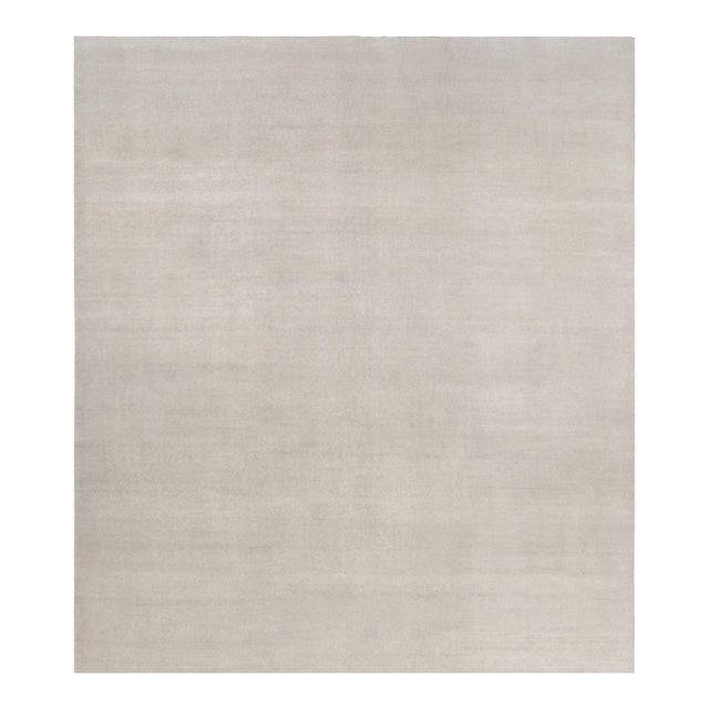 Rug & Kilim’s Oversized Contemporary Textural Solid Rug in Ivory Tones - 14x16 For Sale