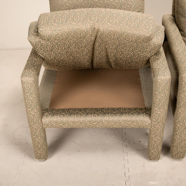 Olive 1980s Milo Baughman Style Upholstered Parson Chairs - A Pair For Sale - Image 8 of 9
