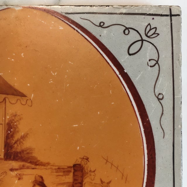 Minton Early 19th Century Hand Painted Country Scene Tile by Minton For Sale - Image 4 of 7