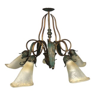 Late 20th Century Tuscan Style Five Light Chandelier For Sale