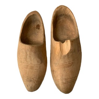 1930s Belgian Wooden Clogs - A Pair For Sale