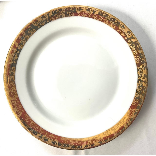 Royal Bayreuth-Tettau, Germany-porcelain bread plates with warranted 18 karat gold detailed rims The green stamp on the...