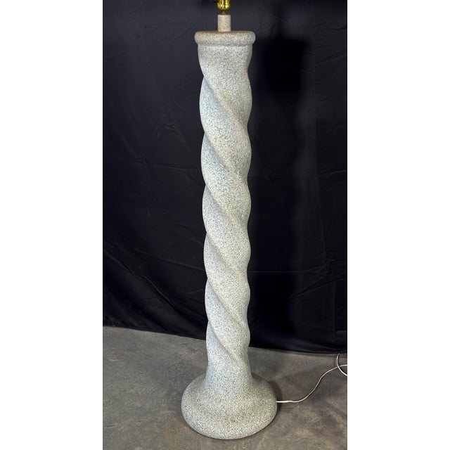 Contemporary Michael Taylor Style Plaster Spiral Floor Lamp and Table Lamp Set With Shades, 1980s - A Pair For Sale - Image 3 of 13