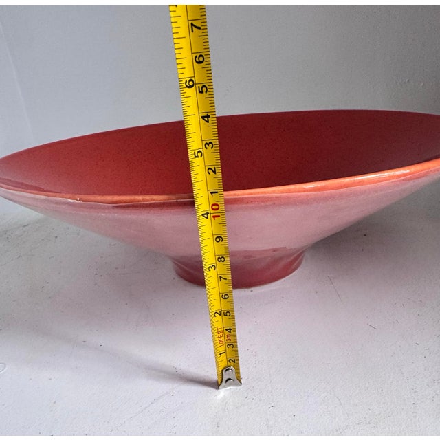 Ceramic 1940s Mid-Century Modern Orange Haeger Footed Display Decor Bowl For Sale - Image 7 of 11