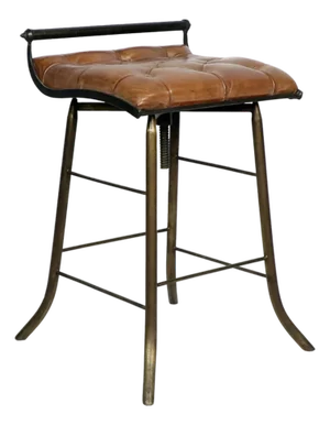Matthew Izzo Home Seelbach Antique Brass and Tufted Leather Barstool