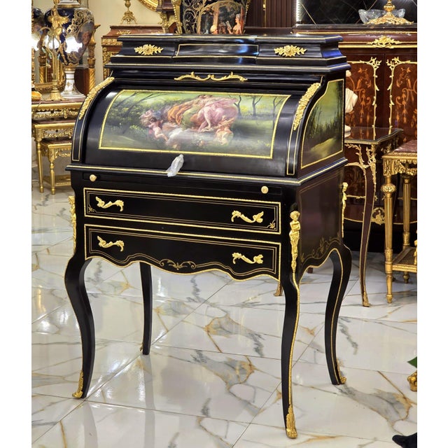 Bring timeless European elegance into your home with this magnificent French Louis XV roll top secretary desk. Expertly...