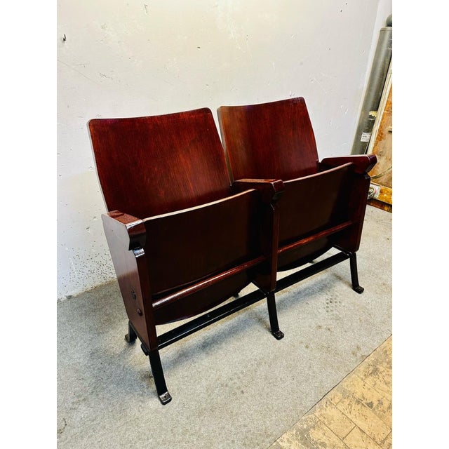Vintage Cinema Chair Bench For Sale - Image 3 of 5