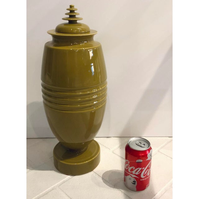 Modern Portuguese Olive Green Lided Jar For Sale - Image 4 of 5