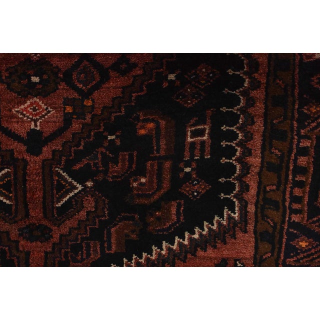 Hamedan Rug 4’2” X 7’4” Blue Wool Vintage Tribal Hand-Knotted Oriental Carpet For Sale - Image 10 of 14