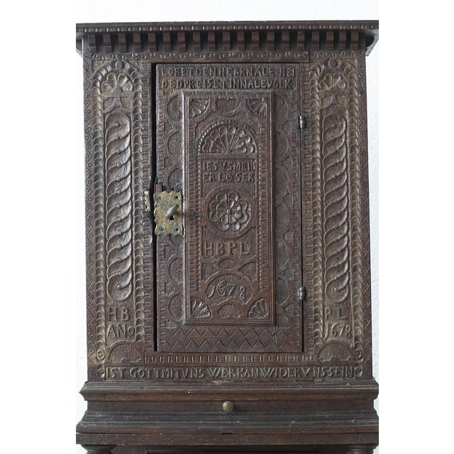 Antique Danish Baroque Cabinet, 1676 For Sale - Image 6 of 8