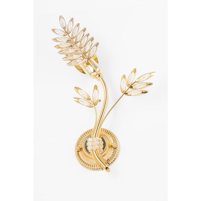 Light Yellow Gilt Brass Wheat Shape Wall Lights attributed to Palwa, Germany, 1970s, Set of 2 For Sale - Image 8 of 17