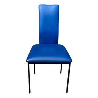 Custom Vibrant Cobalt Blue Marine-Grade Upholstered Modern High-Back Dining Chair For Sale