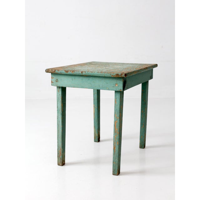Antique Painted Primitive Farmhouse Side Table For Sale - Image 9 of 14