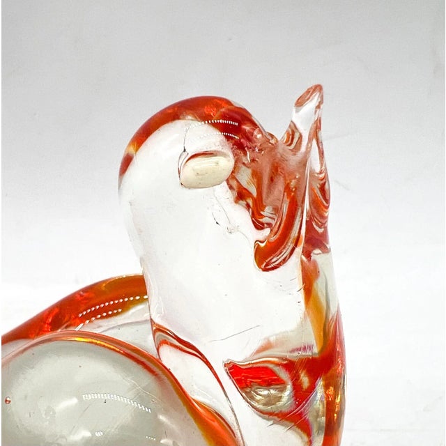 Orange & Clear Murano Sommerso Glass Bird – 20th Century – Italian Modern / Collectible Glass For Sale - Image 10 of 10