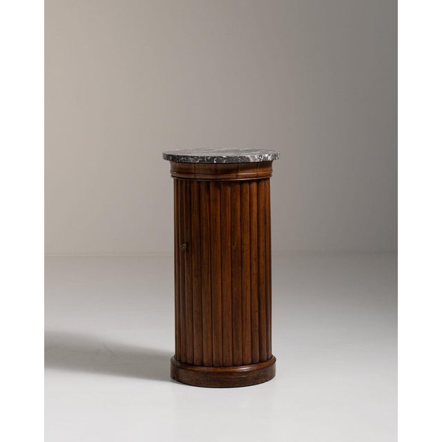 Early 19th Century France Rich Walnut Brown Fluted Walnut Pedestal Cabinet For Sale - Image 9 of 11