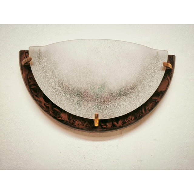 Wall Lamp in Briar Root with Decorated Glass, 1980s For Sale - Image 9 of 9