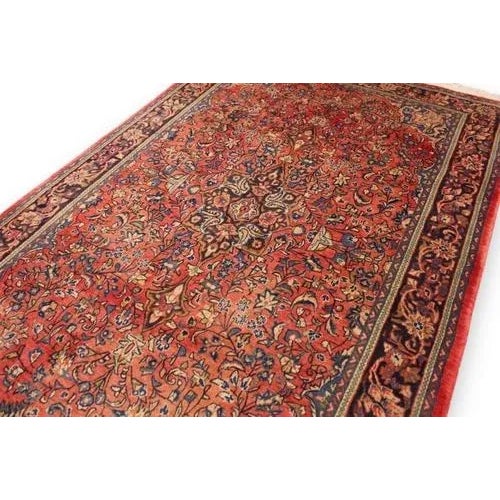 Textile Middle Eastern Sarough Rug in Red For Sale - Image 7 of 11