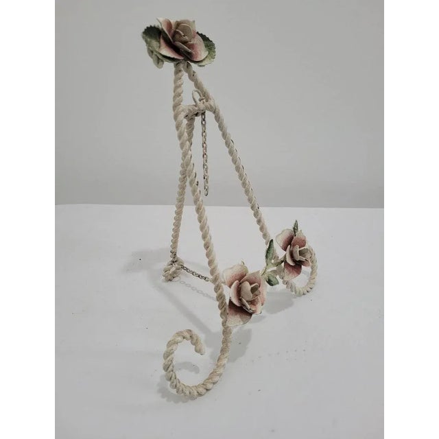 Traditional Vintage White Metal Twisted Flower Picture Easel For Sale - Image 3 of 5