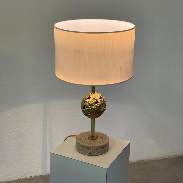 Sculptural Travertine Table Lamp attributed to Angelo Brotto for Esperia, Italy, 1970s For Sale - Image 6 of 16