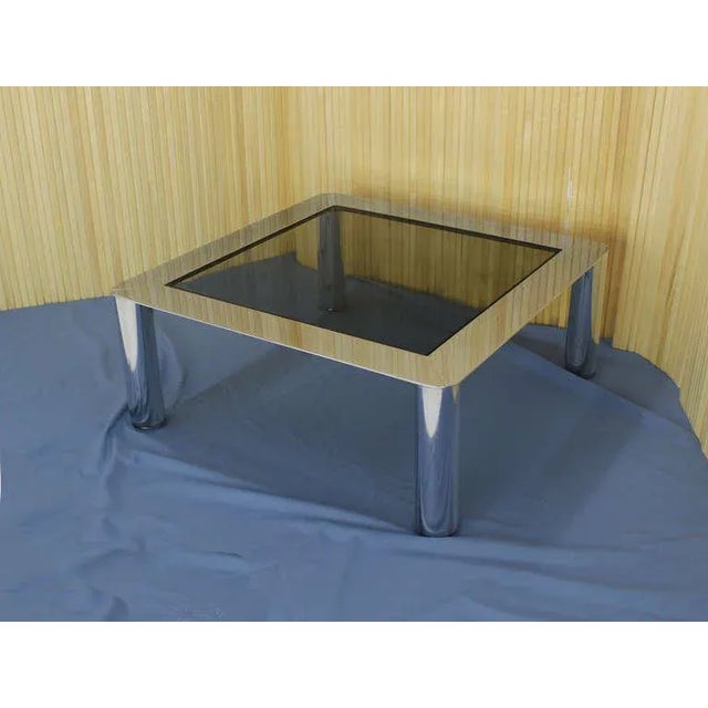 Mid-Century Modern Chrome and Smoked Glass Coffee Table For Sale - Image 9 of 10