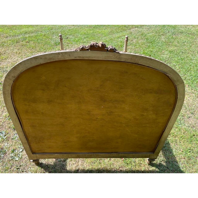 Antique French Carved Wood and Upholstered Headboard and Bed Frame For Sale - Image 10 of 18