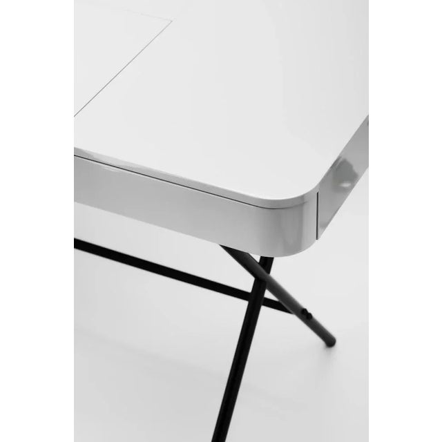 Cosimo Desk with Grey Glossy Lacquered Top and Bronze Lacquered Frame by Marco Zanuso Jr. for Adentro For Sale - Image 4 of 5