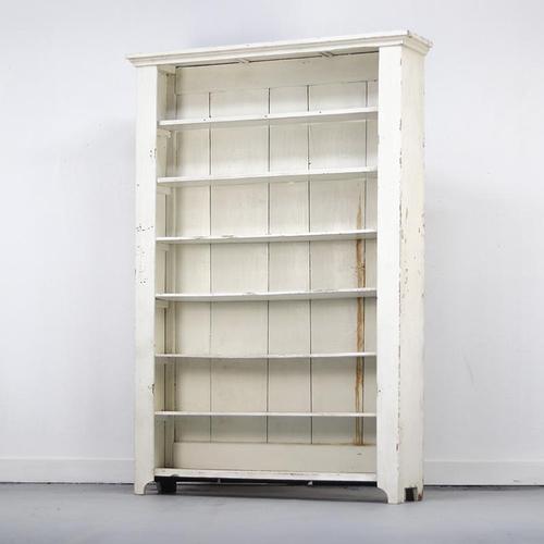 Country House White Painted Kitchen Cabinet with Shelves, 1890s For Sale - Image 9 of 13