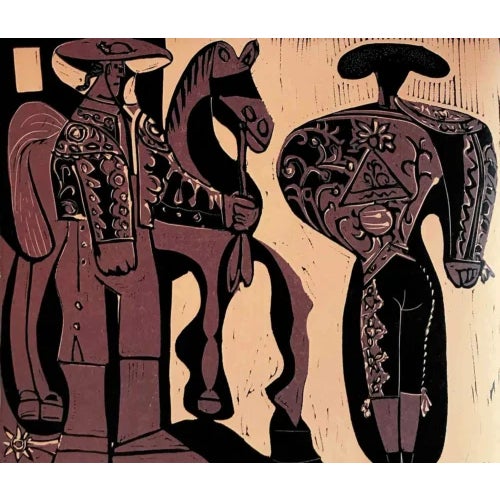 Cubism 1978 Pablo Picasso Framed Linocut Pecador Y Torero XXe Siecle For Sale - Image 3 of 3