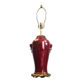 1950s Marbro Oxblood Elephant-Handled Chinese Urn Table Lamp Sangre De Boeuf Regency For Sale