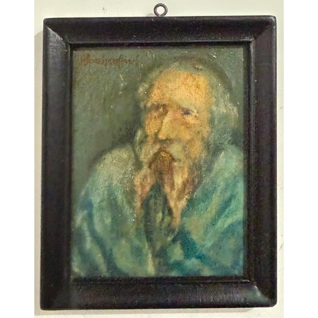 Alois Priechenfried, Austrian Jewish Art the Rabbi Judaica Miniature Oil Painting Alois Priechenfried For Sale In Miami - Image 6 of 7