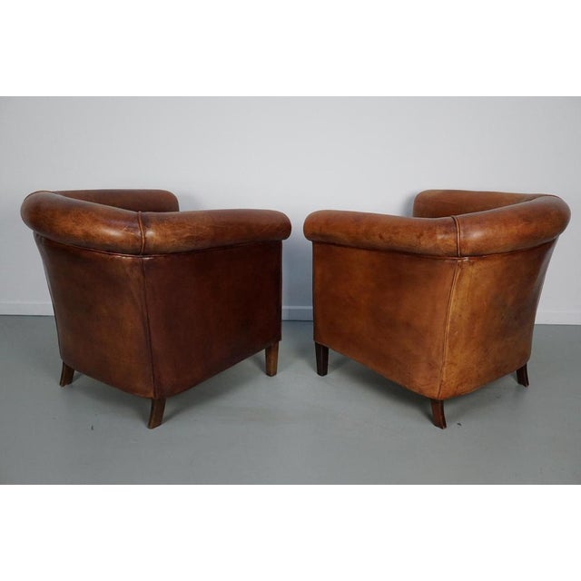 Vintage Dutch Cognac Colored Leather Club Chair, Set of 2 For Sale - Image 12 of 18