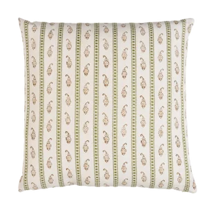 Schumacher x Rita Konig Eddie Hand Block Print Pillow In Green 18"