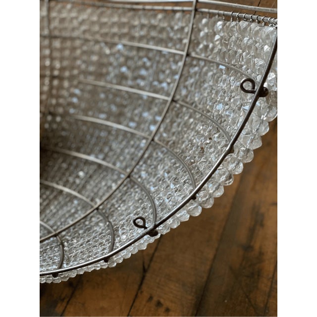 Mid 19th Century Antique French Sconce Globe Basket With Glass Beads Half Moon For Sale - Image 5 of 6