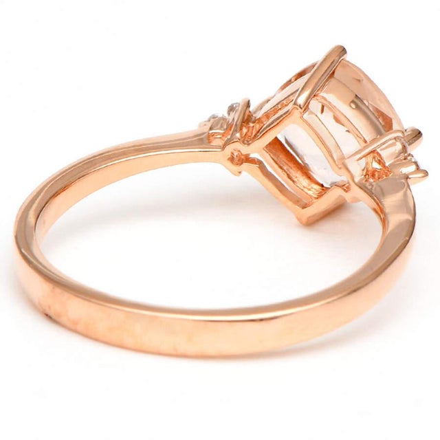 Contemporary 14KR Morganite(1.35) & Diamond Ring, size 7 For Sale - Image 3 of 5