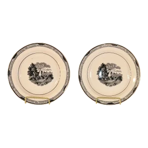 Pair of Early 19th Century Plates With Stags