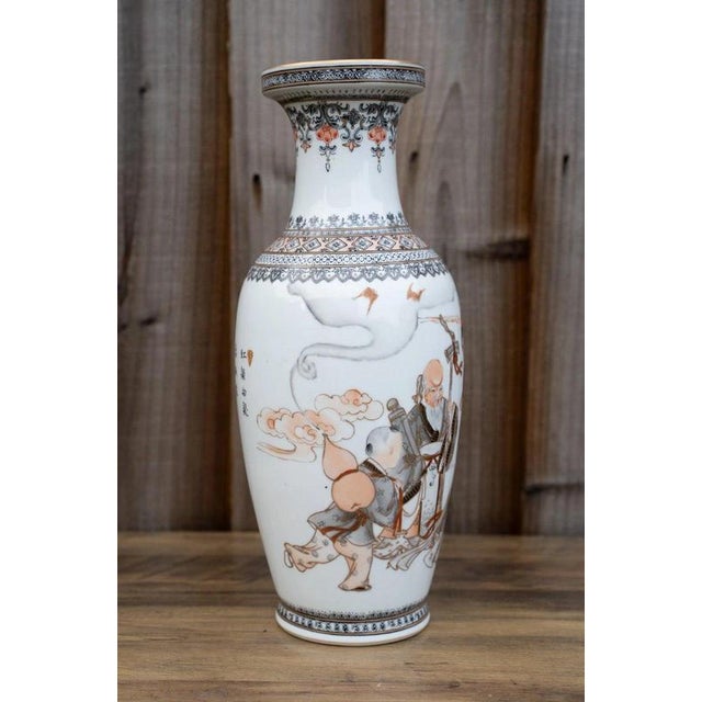 20th Century Chinese Famille Rose Grisaille and Iron Red Porcelain Vase For Sale - Image 6 of 18