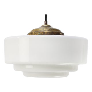 Vintage Art Deco White Opaline Glass Pendant Lamp from Philips For Sale