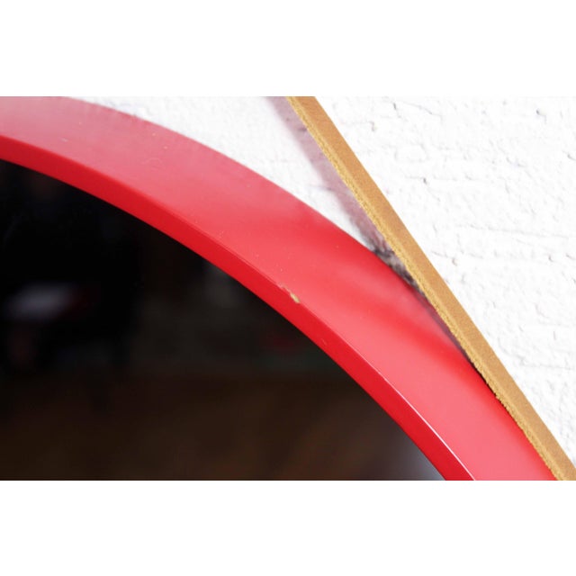 Animal Skin Scandinavian Red Mirror, 1970s For Sale - Image 7 of 12