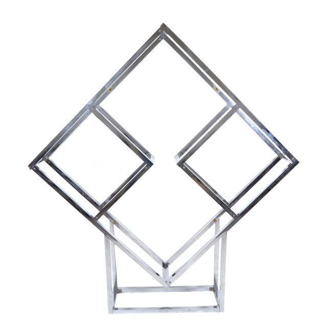 Chrome 1970s Chrome Geometric Diamond Shaped Etagere For Sale - Image 8 of 9