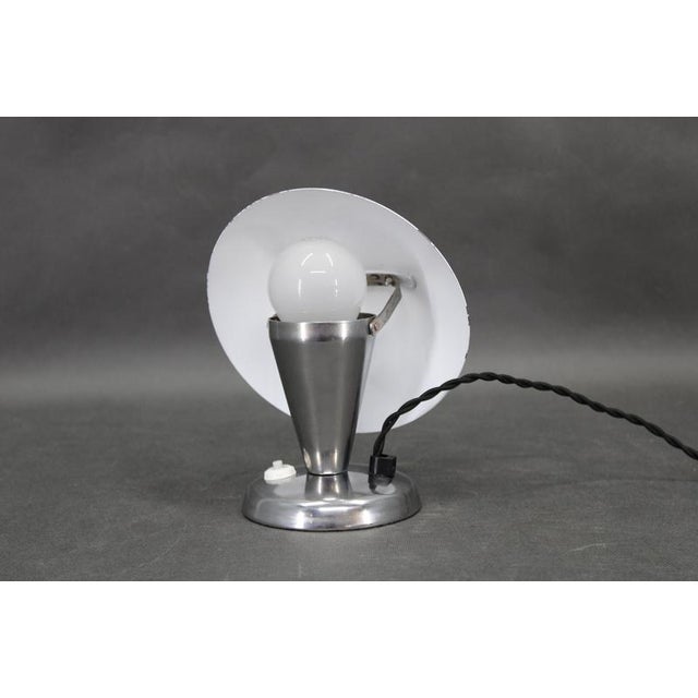 Bauhaus Adjustable Chrome Mushroom Table Lamp, Czechoslovakia, 1930s For Sale - Image 6 of 10