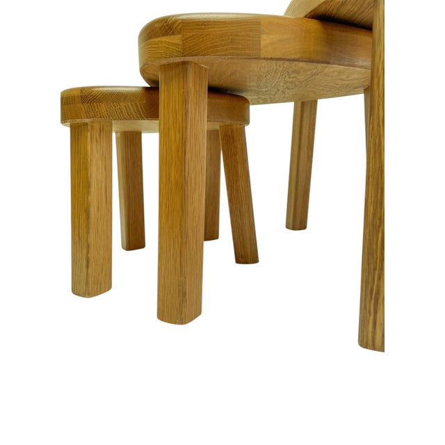 Triangular Oak Nesting Tables from Pierre Chapo, 1970s, Set of 3 For Sale - Image 11 of 12