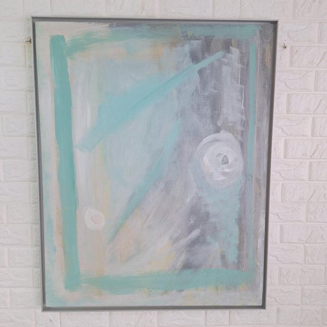 Spanish Postmodern School Artist, Pastel Abstract Composition, Oil Painting, 1990s For Sale - Image 7 of 16