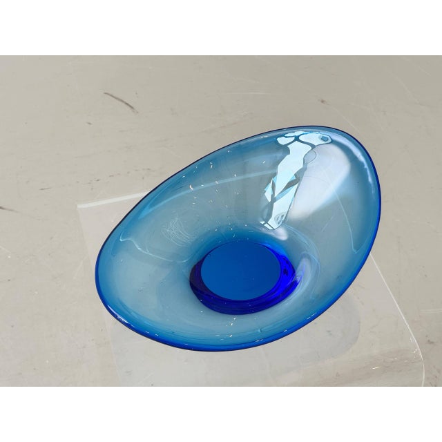 Blue Selandia Bowl by Per Lütken for Holmegaard, Denmark, 1960s For Sale - Image 5 of 6