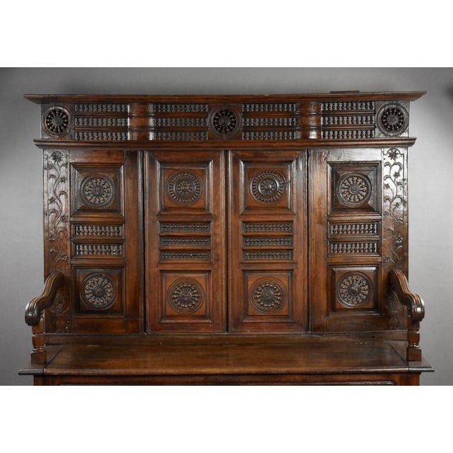 Carved Oak Hall Bench, 1890 For Sale - Image 3 of 14