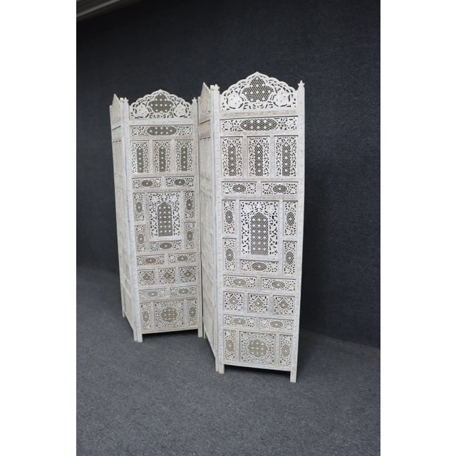 English Anglo Indian Sandalwood Dressing Screen/Room Divider For Sale - Image 3 of 10