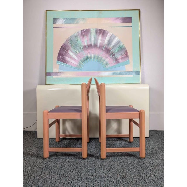 Vintage Pair of Pink & Purple Padova Dining Chairs by Hank Lowenstein For Sale - Image 4 of 10