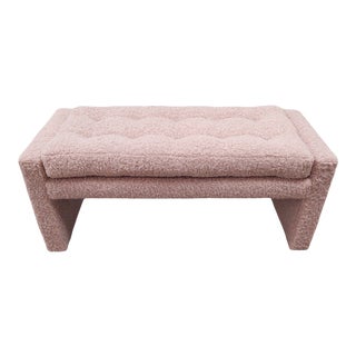 Blush Pink Faux Shearling Bench For Sale
