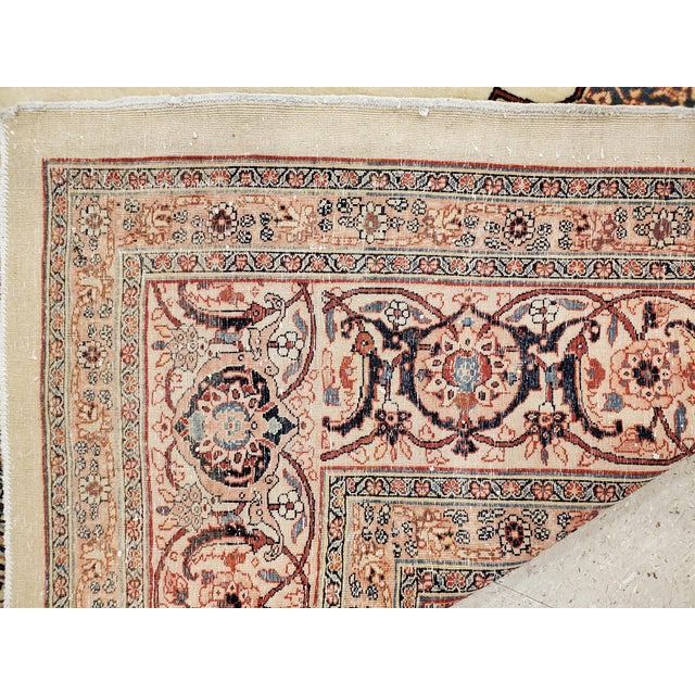 Textile Antique Tabriz Carpet, Hadji Jalili Persian Rug, Earth Tones, Ivory, Terracotta For Sale - Image 7 of 17