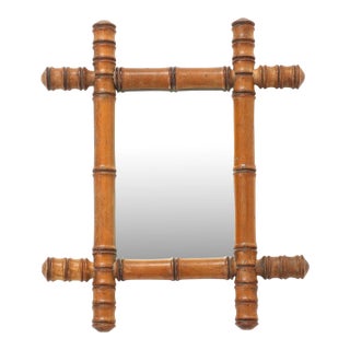 Small Faux Bamboo Carved Frame Mirror, England 1940s For Sale